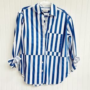 AYR The Deep End Button Down Shirt Marais Blue Regatta Stripes